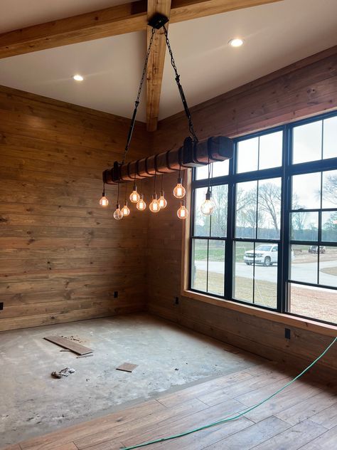 Wood Beam Chandelier, Farmhouse Dining Room Light, Beam Chandelier, Rustic Chandelier Lighting, Light Fixtures Farmhouse, Reclaimed Wood Beams, Beam Light, Wood Beam, Kitchen Island Chandelier