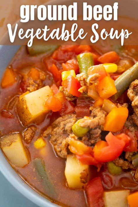 Ground Beef Vegetable Soup is a hearty, comforting dish that's perfect for a cozy meal. This beef veggie soup combines tender ground beef with a colorful mix of vegetables in a rich, savory broth. Whether you're looking for ground beef crock pot recipes or a simple stovetop ground beef stew, this recipe delivers on flavor and ease. It's a perfect choice for when you want a wholesome, filling soup that comes together with minimal effort. Slow Cooker Vegetable Soup With Ground Beef, Ground Turkey Vegetable Soup, Ground Beef Crock Pot Recipes, Vegetable Soup With Ground Beef, Ground Beef Crock Pot, Beef Crock Pot Recipes, Ground Beef Vegetable Soup, Beef Crock Pot, Ground Beef Stew