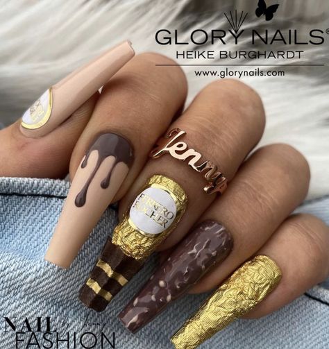 Spring Nail Ideas, Nail 2024, Food Nails, Funky Nail Art, Punk Nails, Diy Acrylic Nails, Spring Nail Designs, Ferrero Rocher, Pastel Nails