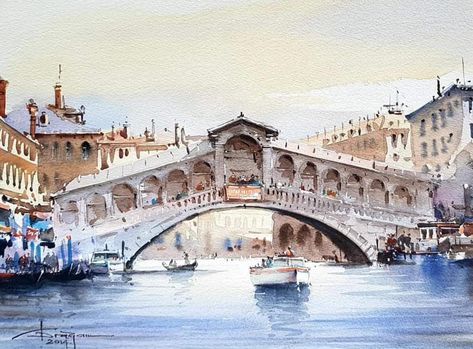 Fruit Artwork, Venice Painting, Boat Drawing, Let's Make Art, Indian Art Gallery, Italy Painting, Watercolor Pictures, Plakat Design, Italy Photography