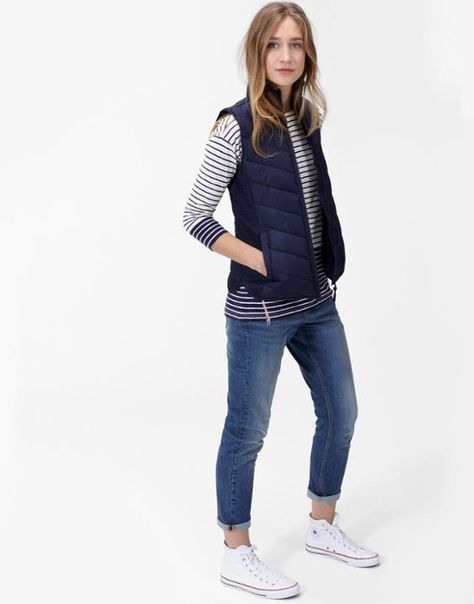 Highgrove French Navy Padded Gilet | Joules UK Joules Outfit, Joules Clothing, Padded Vest, Country Wear, Nature Dress, French Navy, Casual Vest, Versatile Outfits, Dressed To Kill