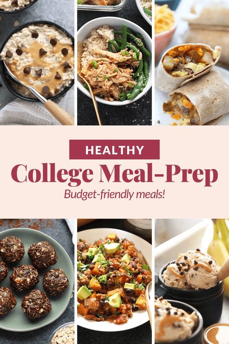 Like most college students, I had very little money to spend on food, but I made by with $40/week! In this post, we’re sharing our best healthy college meals and tips for budgeting and meal planning. College Meal Prep, Dorm Recipes, Healthy College Meals, Eating Healthy On A Budget, Healthy On A Budget, Healthy College, Fit Foodie Finds, Salad Meal Prep, Student Recipes