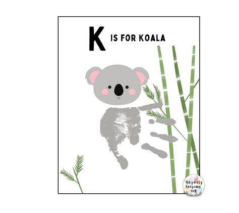 Letter K Handprint Craft Art Printable Template / Alphabet Crafts Letter K Handprint Craft, K Is For Koala, Letter K Crafts, Handprint Template, Koala Craft, Template Craft, Add Kids, Fall Artwork, K Crafts