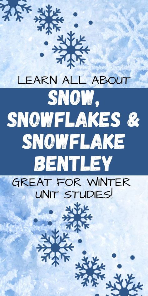 Best snowflakes unit study ideas ever! Whether you’re looking for snowflake lesson plans for elementary, snow day lesson plans middle school, want snow science lesson plans for preschool, or need snowflake craft ideas, you’ll have fun with these snowflakes teaching resources, classroom activities, and ice and snow lesson plans preschool and up! Includes easy Snowflake Bentley activities! #Snowflakeactivity #snowcraft #winterlessons #STEM #winterscience Snowflake Lesson, Snowflake Bentley Activities, Stem Snow, Winter Unit Preschool, Winter Craft Activities, Snowflakes Science, Snow Science, Lesson Plans For Elementary, Lesson Plans For Preschool