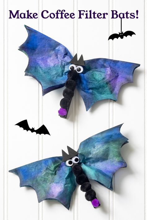 Learn how to make the cutest coffee filter bats for Halloween! These are so easy, budget friendly, and FUN to make for kids of all ages. Bat Crafts For Kids, Unique Halloween Crafts, Bat Crafts, Bats For Halloween, Googly Eye Crafts, Knit Stitch Patterns Free, Fall Knitting Patterns, Bat Craft, Fun Halloween Crafts