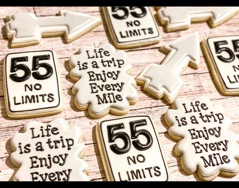 Turning 55 Birthday Ideas, Surprise 55 Birthday Ideas, 55th Birthday Cupcakes, 55 Birthday Cookies For Men, 55 Birthday Theme Ideas, Double Nickels Birthday Party Ideas, 45th Birthday Ideas For Him Decor, 55 Party Ideas For Men, 55 Themed Birthday Party