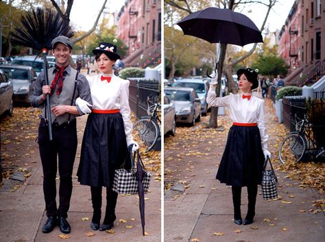 Couples Halloween Costumes You Will Actually Want to Wear - Mary Poppins & Bert Bert Mary Poppins, Mary Poppins Kostüm, Diy Fantasia, Mary Poppins And Bert, Easy Couples Costumes, Mary Poppins Costume, Meme Costume, Halloween Costumes Diy Couples, 90s Halloween Costumes