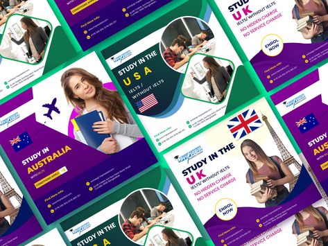 Facebook Banner Design, Post Design Instagram, Post Design Social Media, Study In Usa, Abroad Study, Study In Uk, Study In Australia, Instagram Post Design, Facebook Post Design