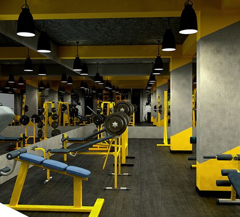 Commercial Gym Interior Design Ideas, Gym Interior Design Wall, Home Gym Wall Decor, Fitness Design Gym, Gym Architecture, Commercial Gym Design, Gym Lighting, Gym Design Interior, Home Gym Setup