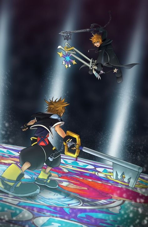 Sora vs Roxas Roxas Wallpaper, Roxas And Sora, Hearts Iphone Wallpaper, Sora Wallpaper, Sora And Roxas, Kingdom Hearts Hd, Roxas Kingdom Hearts, Kingdom Hearts Wallpaper, Kingdom Hearts Games