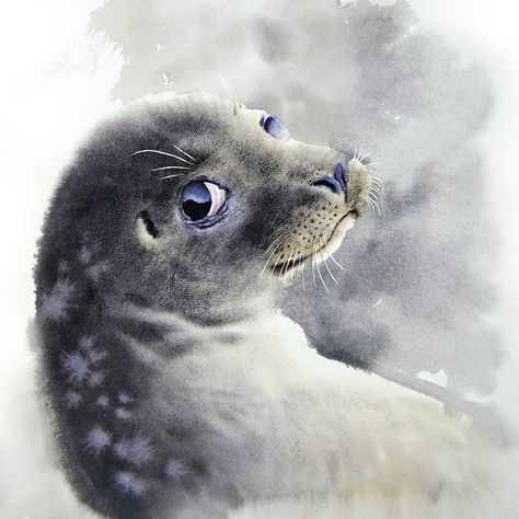 Seal Painting, Seal Watercolor, Seal Watercolor Painting, Leopard Seal, Baby Seal, Panda Print, Bird Art Print, Childrens Room Decor, Painting Gift