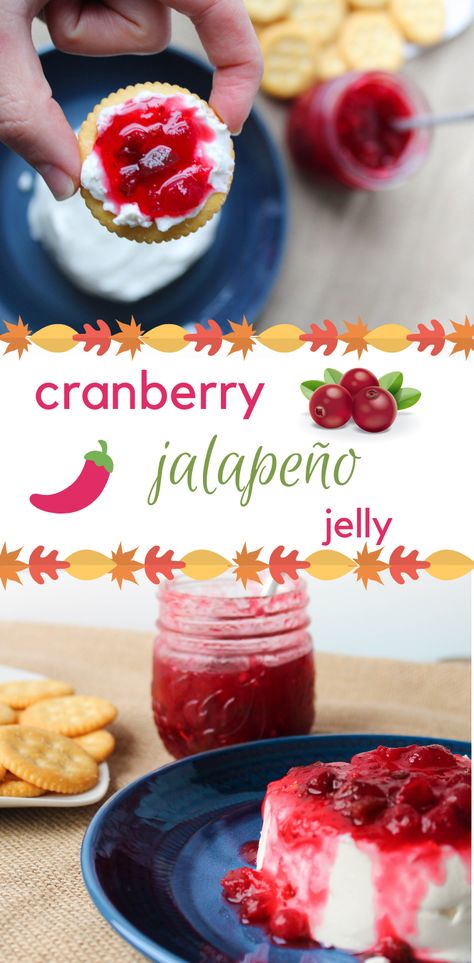 Cranberry Jalapeño Jelly | Garnished with Gratitude Things at the Thanksgiving table just got a little heated up... #appetizer #thanksgiving #vegetarian #vegan Cranberry Jalapeño Jam, Cranberry Jalapeño Jelly, Jalapeno Cranberry Jelly, Cranberry Jalapeno Chutney, Cranberry Jalapeno Jelly Recipe, Cranberry Jalapeno Jelly, Cranberry Jalapeno Jam, Cranberry Hot Pepper Jelly, Cranberry Habanero Jelly