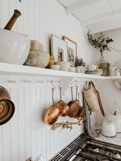 Cozy Kitchen Shelf Styling - Liz Marie Blog Kitchen Shelf Styling, Butcher Block Wood, Liz Marie, Kitchen Updates, Styling Shelves, Liz Marie Blog, Open Kitchen Shelves, Kitchen Jars, Kitchen Shelf