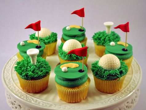 Creative_Cakes_By_Allison_Golf_cupcakes | Allison | Flickr Golf Themed Cakes, Golf Cupcakes, Golf Cookies, Sport Cupcakes, Golf Birthday Cakes, Fathers Day Cupcakes, Cupcakes For Men, Golf Cake, Golf Birthday Party