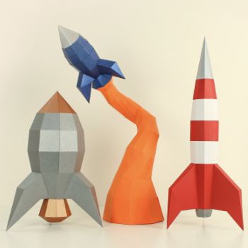 Rocket Papercraft, Paper Rocket, Rocket Template, Paper Rockets, Rocket Craft, Diy Rocket, Retro Rocket, Poly Art, Origami 3d