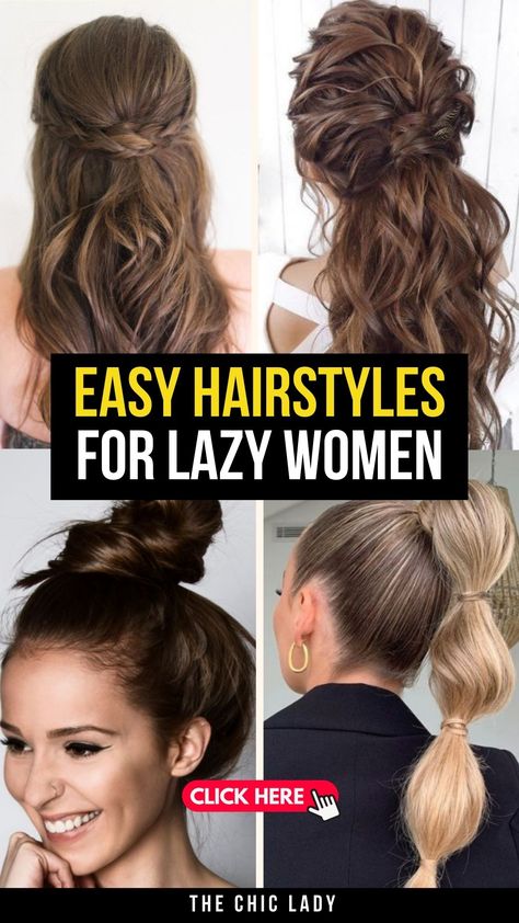 15 Lazy-Girl Hairstyles for Quick & Effortless Glam This Fall! Easy Hairstyles Long Thick Hair, Hairstyles For Cleaning The House, Updo Hairstyles Casual Easy, Simple Date Night Hairstyles, Masculine Hairstyles For Women Long Hair, Hairstyles To Keep Out Of Face, Easy Hairstyles For Medium Hair Quick, Cute And Easy Hairstyles For Long Hair, Rainy Day Hairstyles For Long