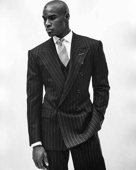 Tyson Best Male Models, Old Money Men, Tyson Beckford, Money Men, Black Pinstripe Suit, La Fashion Week, Top Design Fashion, Pinstripe Suit, Secrets Revealed