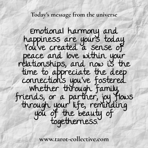 Harmony and joy are surrounding you—emotional fulfillment awaits. 🌟💖 #TenOfCups #Happiness. Discover more readings at www.tarot-collective.com/readings. Tarot Spreads Career, Emotional Fulfillment, Does He Love Me, Tarot Messages, Message From The Universe, King Of Wands, Wands Tarot, Daily Tarot Reading, The Moon Tarot