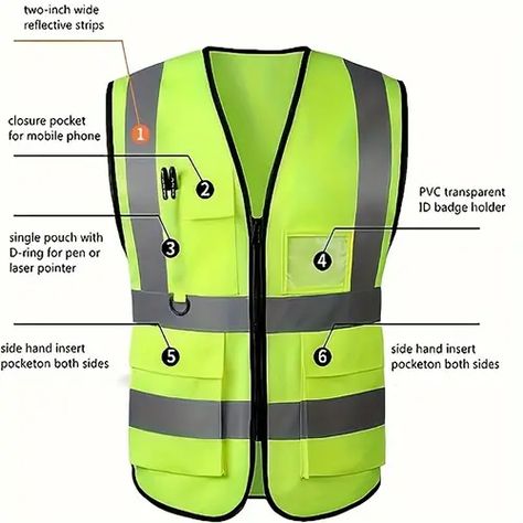 Temu | Explore the Latest Clothing, Beauty, Home, Jewelry & More Vest With Pockets, Reflective Vest, Tricot Fabric, Safety Vest, Protective Clothing, Pink Outfits, Id Badge, Black Mesh, Sweater Accessories