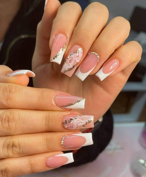 Summer Nails Short | Summer Nails 2023 French Mail With Design, Nail Ideas Square Long, Summer Nail Ideas Square, Nail Ideas Square, Short Summer Nails 2023, Nails Short Summer, Summer Nails Short, Holiday Acrylic Nails, Short Summer Nails