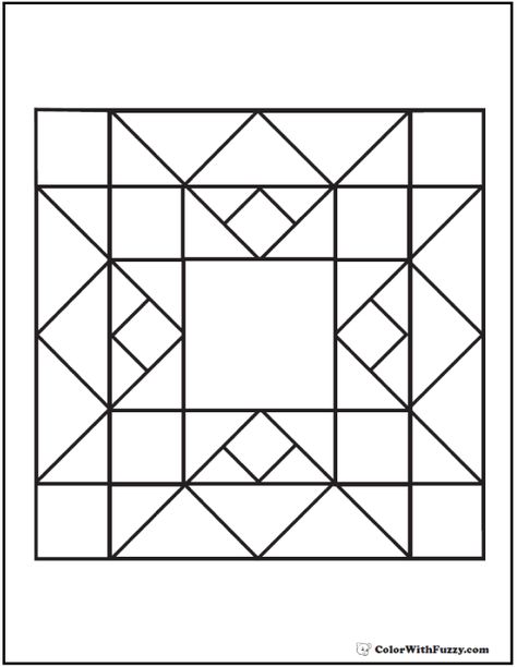 Quilt Pattern Coloring Page: Squares, diamonds, and triangles. Islamic Mosaic, Japanese Quilt Patterns, Geometric Coloring Pages, Stained Glass Quilt, Painted Barn Quilts, Barn Quilt Designs, Quilt Square Patterns, Geometric Quilt, Pattern Coloring Pages