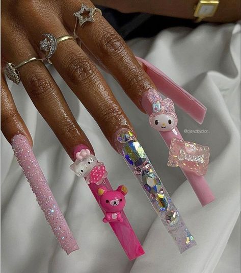 Xxl Nails Design, Long Exotic Nail Designs, Gel Acrylic Nails, Diy Acrylic Nails, Ombre Acrylic Nails, Cute Acrylic Nail Designs, Glow Nails, Dope Nail Designs, Exotic Nails