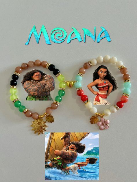 NEW IN...✨ – JewelryByASY Rice Beads Bracelet, Moana Bracelet Ideas, Disney Beaded Jewelry, Moana X Maui, Moana Bracelet, Moana Maui, Diy Kandi Bracelets, Colorful Bead Bracelets, String Bracelet Patterns