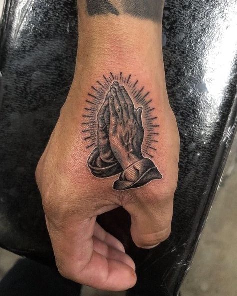 Prayer Hands Tattoo, Prayer Hand, Praying Hands Tattoo, Hands Tattoo, Small Chest Tattoos, Card Tattoo Designs, Gangsta Tattoos, Hand And Finger Tattoos, Cool Forearm Tattoos