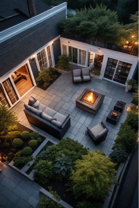 Luxurious backyard patio with seating and fire pit Patio Landscape Design, Luxurious Backyard, Patio Layout, Easy Backyard, Entertaining Space, Outdoor Entertaining Spaces, Patio Landscaping, Modern Patio, Shade Structure