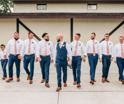 Wedding Party No Jacket, June Groomsmen Attire, Groomsmen Attire Blue Jeans, Blue Groomsmen Attire Casual, Guy Wedding Outfit, No Suit Wedding Grooms, Groomsmen Attire Simple, Dusty Blue Groomsmen Attire Jeans, No Jacket Groomsmen