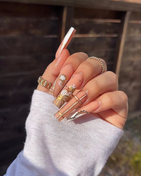 Pink Fall Nails Acrylic, Long Fall Nail Designs, Baddie Fall Nails, Pink Fall Nails, Otoño Nails, Practice Nails, Cowboy Nails, Nail Artwork, Nails Styles