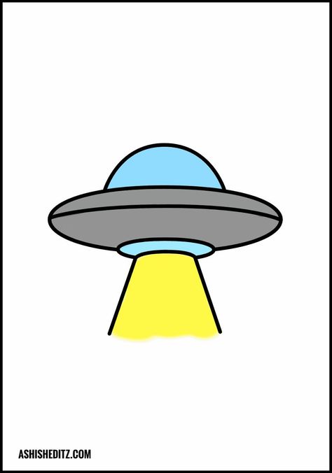 How To- UFO Drawing [ 4 steps ] Tutorial Alien Abduction Drawing, Drawing Simple Step By Step, Ufo Drawing, Carrot Drawing, Fan Painting, Improve Drawings, Simple Drawing Ideas, Easy Drawing Tutorial, Ship Drawing