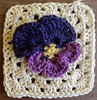 Annoo's Crochet World: Spring Pansy Flower Granny Free Pattern Crochet Square Pattern, Crochet Flower Squares, Flower Granny Square, Crocheted Flower, Pansy Flower, Crocheted Flowers, Pansies Flowers, Crochet World, Knitting Needle