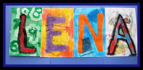 Preschool art project.  Jasper Johns. Jasper Johns Art, Name Art Projects, Third Grade Art, All About Me Art, Preschool Art Projects, 2nd Grade Art, 3rd Grade Art, Art Projects For Kids, Jasper Johns