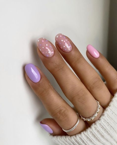 Purple And Pink Nails, Purple Gel Nails, Light Purple Nails, Unghie Sfumate, Builder Gel Nails, Hard Nails, Lavender Nails, Manicure Gel, Happy Nails