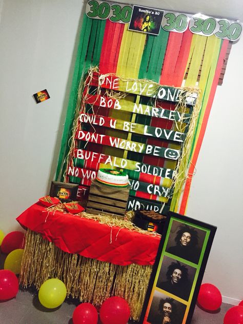 Bob Marley Party Servicio de catering en PR 787-299-1380 Jamaican Party Decorations, Rasta Wedding, Caribbean Theme Party, Bob Marley Birthday, Rasta Party, Jamaican Party, Caribbean Party, Birthday Theme Decoration, 40th Birthday Party Decorations