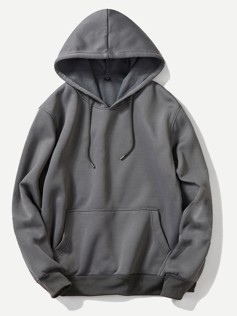 Men Solid Hooded Sweatshirt -SheIn(Sheinside) Hoddies Outfits Men, Hoddies Outfits, Pola Jaket, Vintage Nike Sweatshirt, Stylish Hoodies, Trendy Hoodies, Mens Trendy Outfits, Hooded Sweatshirt Men, Hoodie Outfit