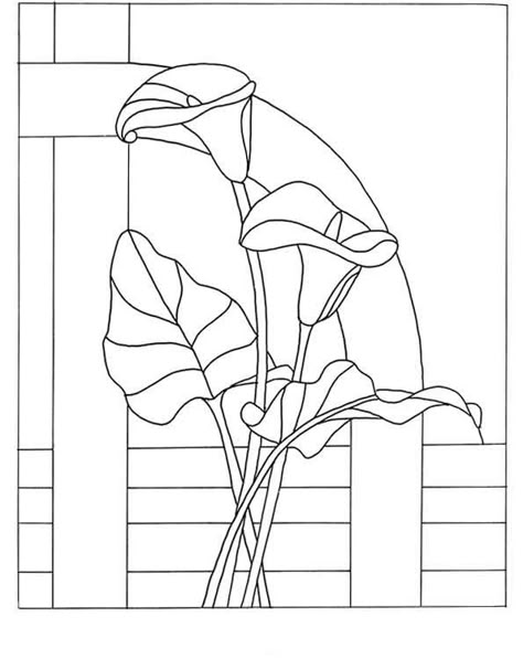 stained glass lillies Kinusaiga Easy, Drawing Flowers Easy, Easy Flower Drawings, Stain Glass Patterns, Stained Glass Quilt, Stained Glass Patterns Free, Flowers Easy, Stained Glass Pattern, Drawing Flowers