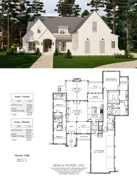 Plan #31026 | Design Studio L Shaped Floor Plans, L Shape House, Master Suite Layout, L Shaped House Plans, L Shaped House, Cottage Plans, Cottage Plan, French Country House, New House Plans