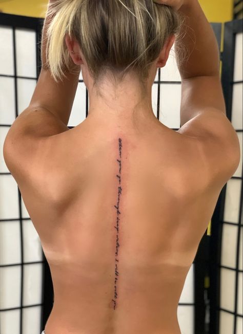 Side Tattoos Women, Phrase Tattoos, Cursive Tattoos, Spine Tattoos For Women, Pretty Tattoos For Women, Dope Tattoos For Women, Side Tattoos, Spine Tattoo, Spine Tattoos