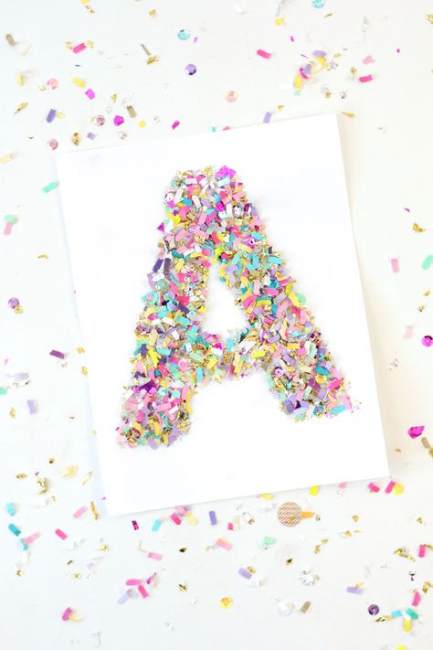 Confetti Crafts, Letter Decoration Ideas, Diy Monogram Letters, Diy Lettering, Confetti Bars, Diy Confetti, Mod Podge Crafts, Custom Confetti, Letter Decor