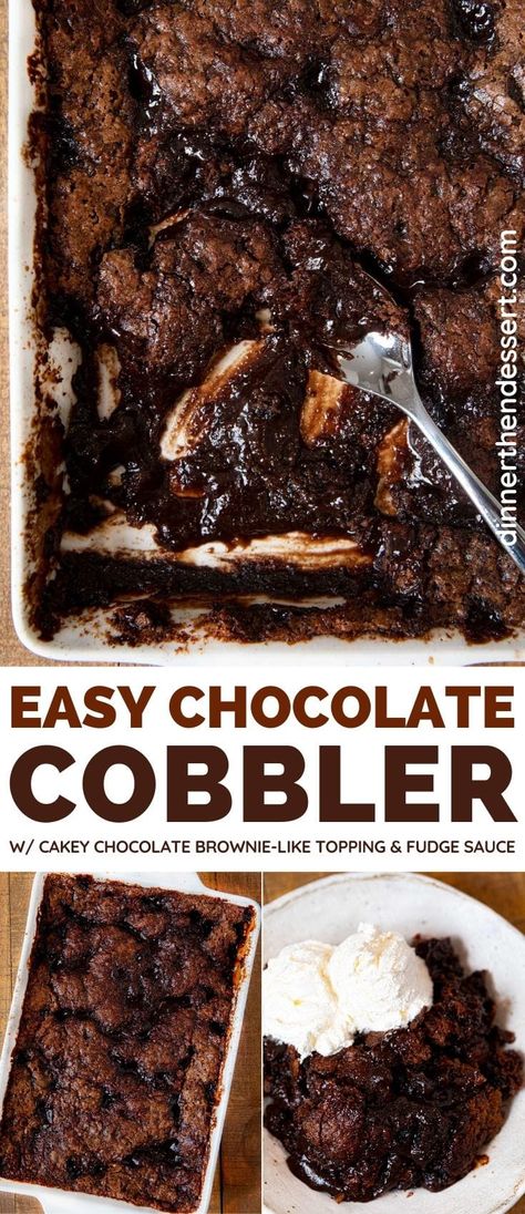 Chocolate Cobbler Recipe, Cobbler Recipes Easy, Chocolate Cobbler, Dinner Then Dessert, Decadent Chocolate Desserts, Easy Chocolate Desserts, Recipes Chocolate, Tasty Chocolate Cake, Cobbler Recipe