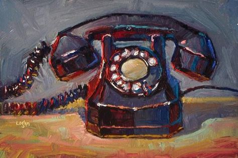 Random Objects Drawing, Telephone Painting, Old Phone Illustration, Raymond Logan, Old Objects, Object Drawing, Phone Art, Gcse Art, Daily Painting