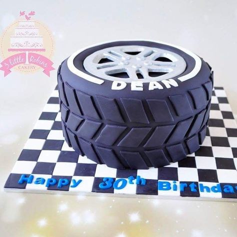 Tyre cake Race Car Tire Cake, Tyre Cake Ideas, Tire Smash Cake, Tire Birthday Cake, F1 Cake Ideas, Tyre Cake, F1 Cake, Boys 18th Birthday Cake, Monster Truck Birthday Cake