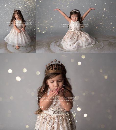 Princess Birthday Photoshoot Photo Ideas, Glitter Session Photography, Kid Birthday Photoshoot Ideas, Glitter Mini Session, Glitter Photoshoot, Glitter Photo Shoots, Child Portrait Photography, Princess Shot, Princess Photo Shoot