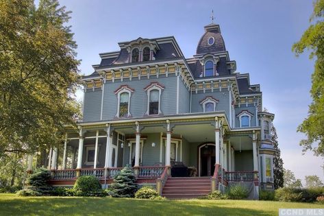 Second Empire Victorian with Seven Bedrooms, In-Ground Pool Second Empire House, Abandoned Mansion For Sale, Empire House, Hudson New York, Historical Homes, Victorian Style Homes, Hudson Homes, Abandoned Mansion, Hudson Ny