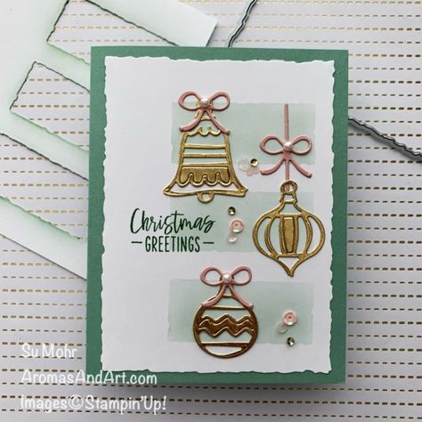 Stampin Up 2023 Holiday Mini Catalog, Decorated With Happiness, Ornament Card, Christmas Card Set, Stampin Up Christmas Cards, Stampin Up Catalog, Christmas Card Crafts, Stampin Up Christmas, Su Cards