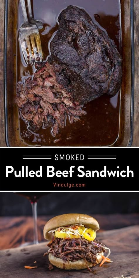 Smoked Chuck Roast Sandwiches, Smoked Beef Sandwich, Smoked Roast Beef Sandwich, Smoked Beef Dip, Pulled Roast Beef Sandwiches, Braised Beef Sandwich, Chuck Roast Sandwiches, Pulled Beef Recipes, Smoked Shredded Beef