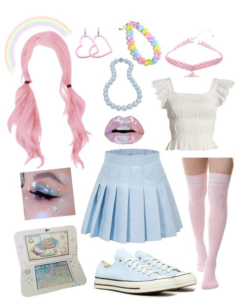 Cotton Candy Outfit Ideas, Cotton Candy Outfit Aesthetic, Cotton Candy Clothes, Cotton Candy Aesthetic Outfits, Candy Outfit Aesthetic, Candy Aesthetic Outfit, Candy Land Outfit Ideas, Candy Theme Outfit, Sweet Like Candy Outfit