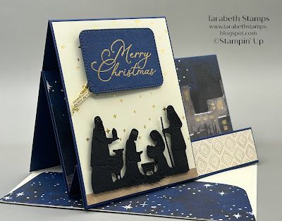 Nativity Christmas Cards, Christmas Card Tutorials, Side Step Card, Step Card, Stamped Christmas Cards, Fancy Fold Card Tutorials, Religious Christmas Cards, Christmas Blessings, Step Cards